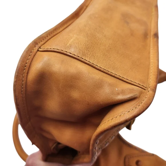 Cole Haan Musturd Yellow Leather Hobo Shoulder Hand Bag Whipstitch Boho Medium - Picture 13 of 16